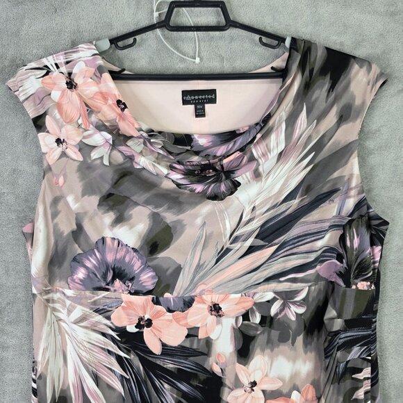 Womens Connected Apparel Floral Print Sleeveless Sheath Dress Cowl Neck Size 18W - Picture 3 of 10